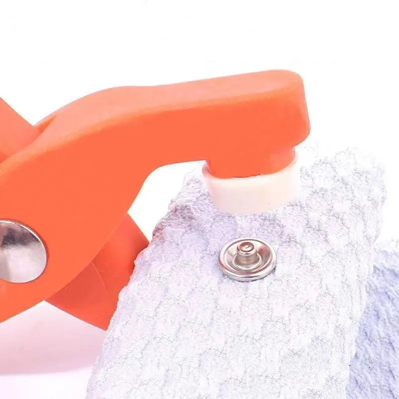 Stainless steel five claw suit buttons with pliers for no-sew clothing fastening on children's garments