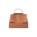 Genuine two-layer cowhide leather crossbody shoulder bag for women, horizontal square shape, solid colour with visible sewing thread detail