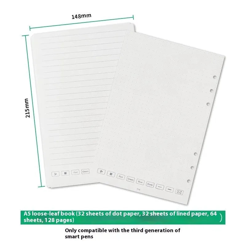 Loose spiral notebook refill pack showing paper core and assorted metal pen refills