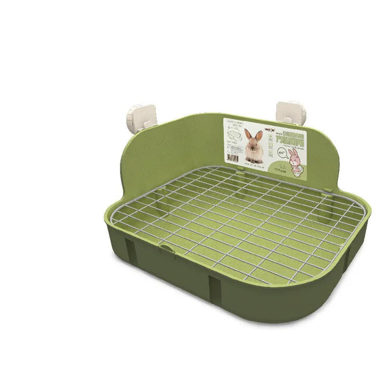 Green square plastic toilet for small pets with mesh bottom, 29.1cm x 22.5cm