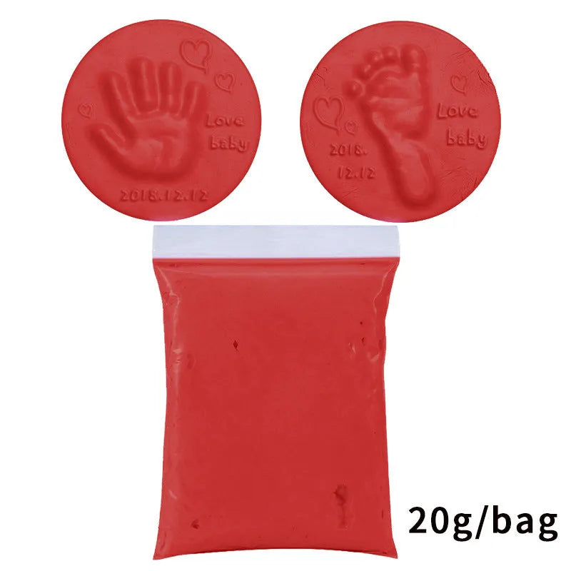 Baby handprint and footprint clay kit in ten colours, 20g soft non-toxic clay