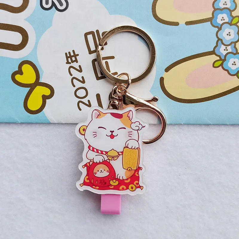 Lucky cat cartoon design certificate set with plastic card sleeve and ferrule pendant