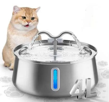 All stainless steel pet water dispenser round runway type large capacity for cats and dogs