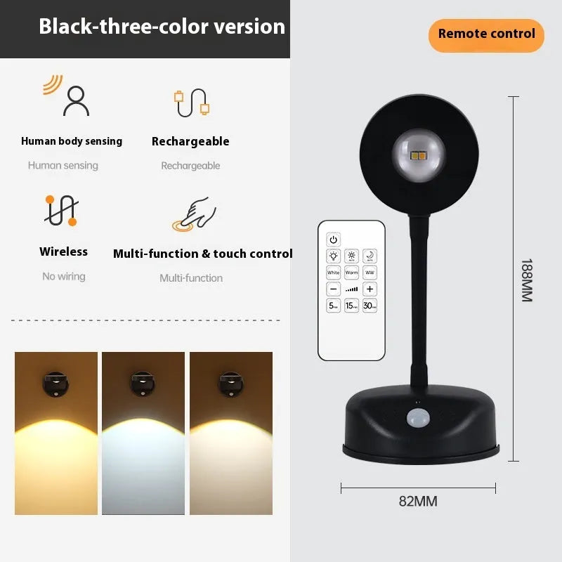 Geometric stereo design wireless wall lamp in black or white colour with remote control