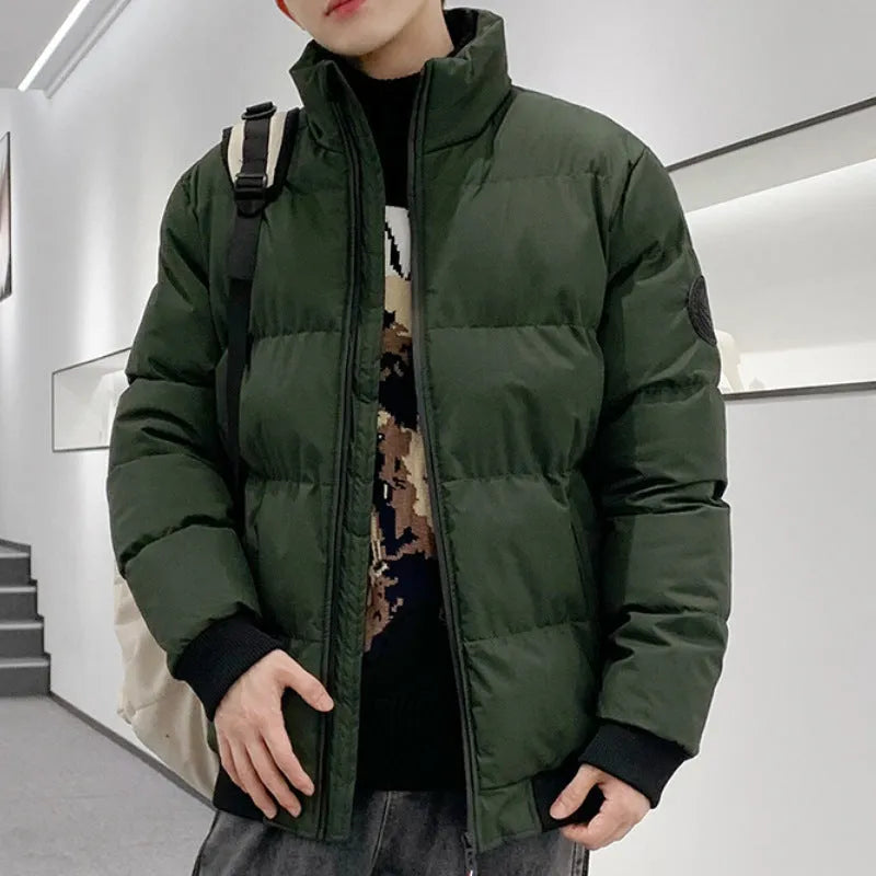 Thick cotton-padded jacket for men loose fit cardigan style polyester lining black colour option