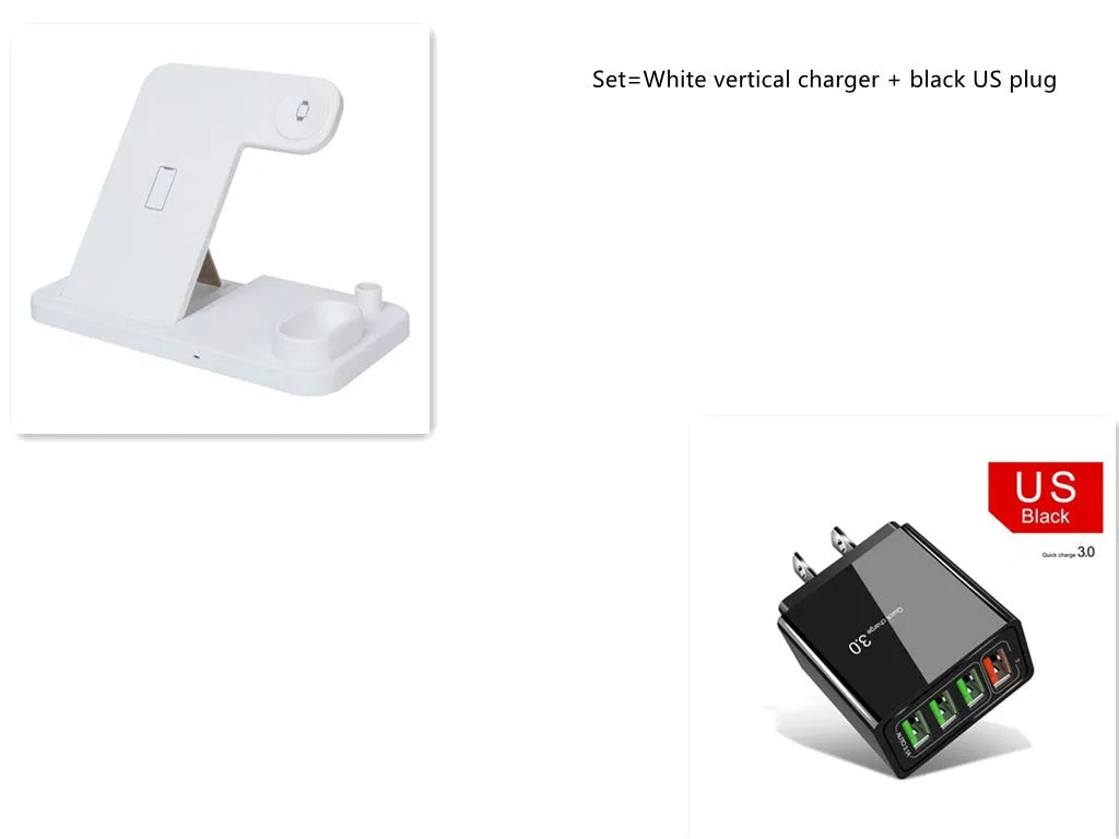 4-in-1 wireless charging station with adjustable magnetic phone stand, charging Apple Watch, AirPods and Apple Pencil simultaneously