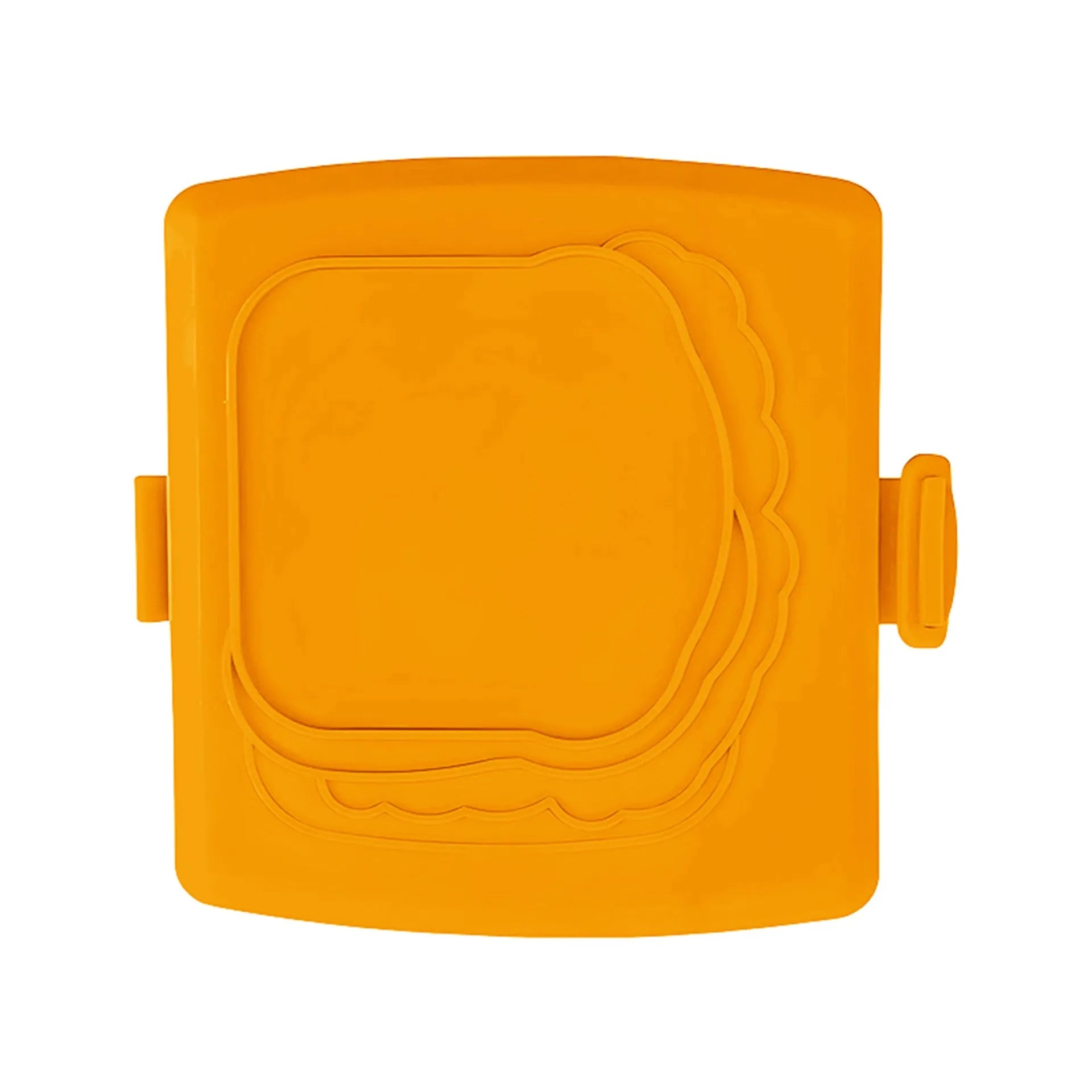 Red silicone baking tray and matching anti-scald gloves set in colour box packaging.