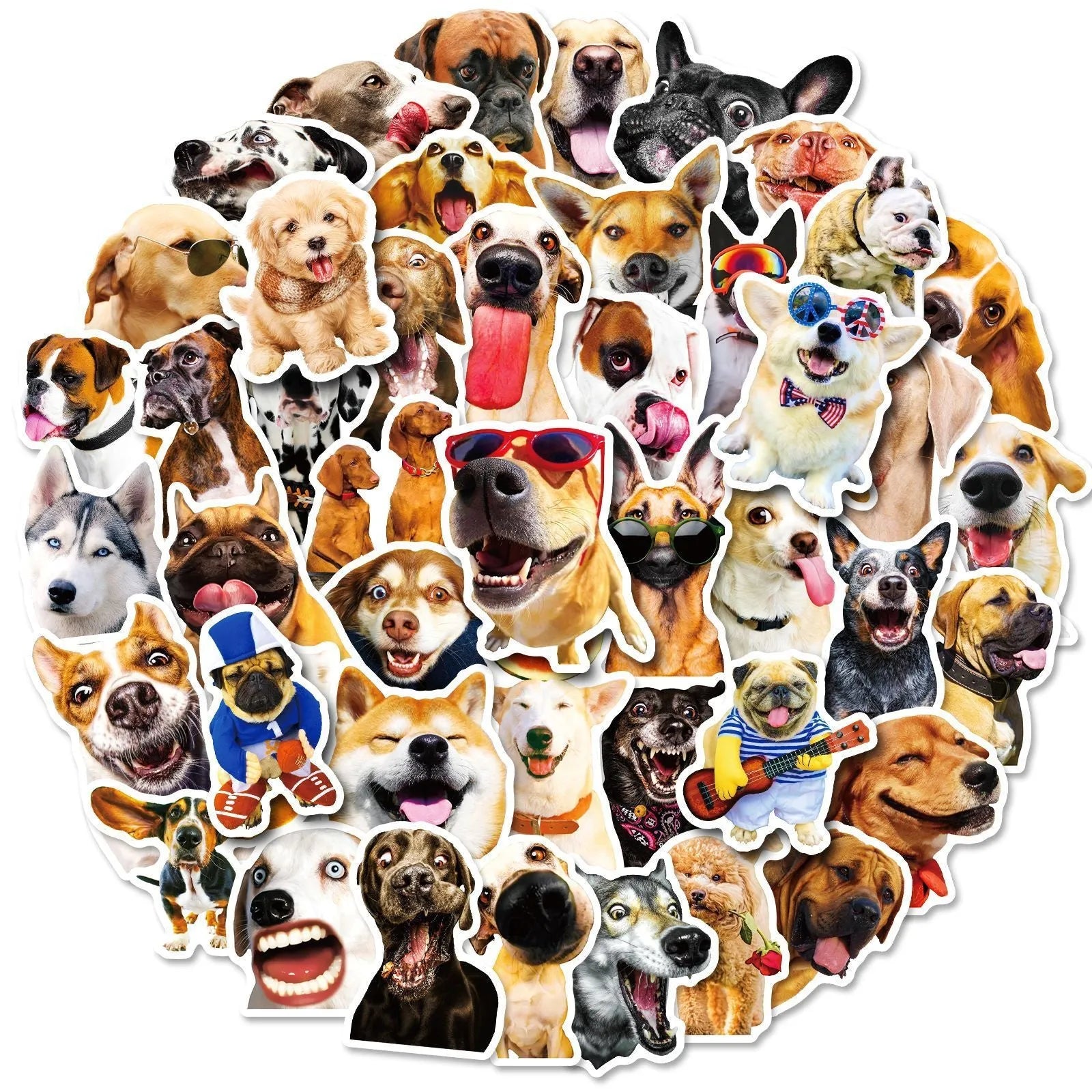 Realistic dog facial expression stickers in Nordic style designs, 100 sheet pack
