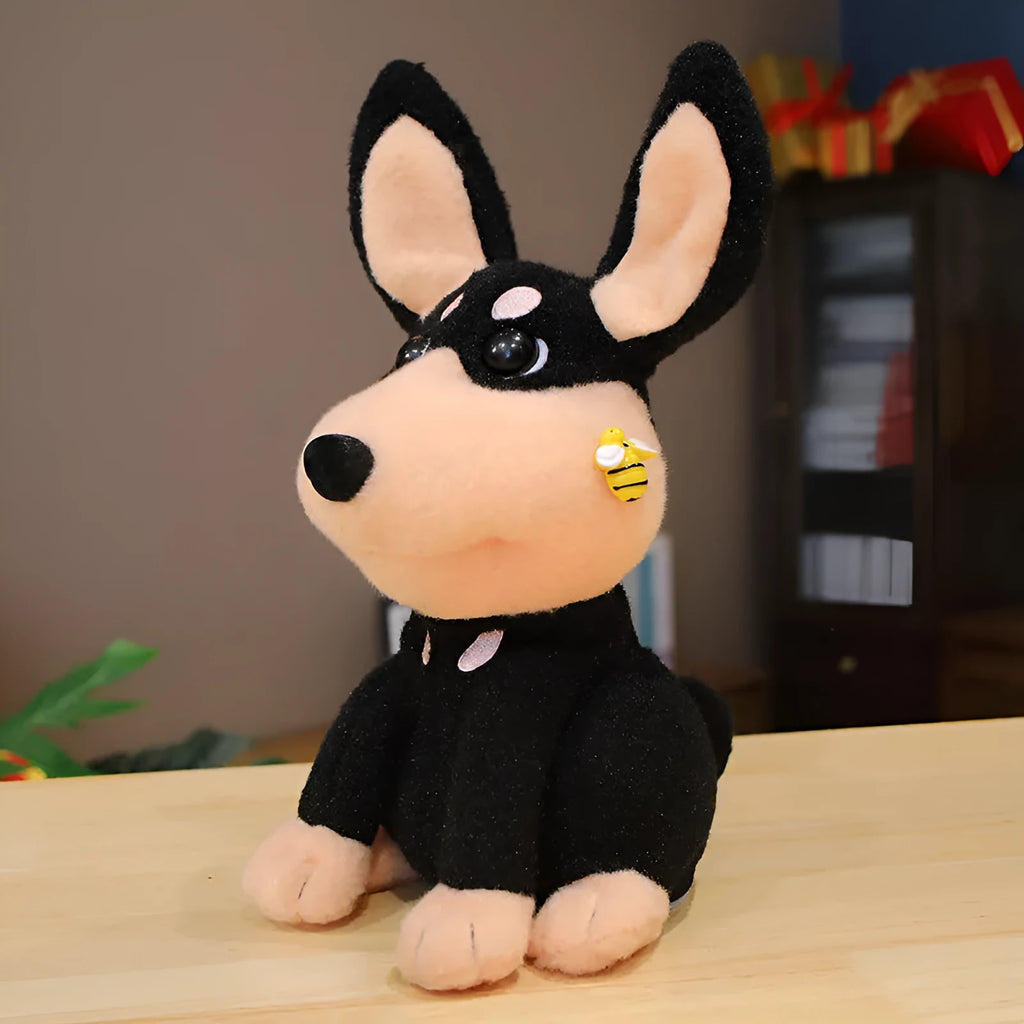Electric puppy bee plush toy with wagging tail in bee dog head swing design, 25cm height