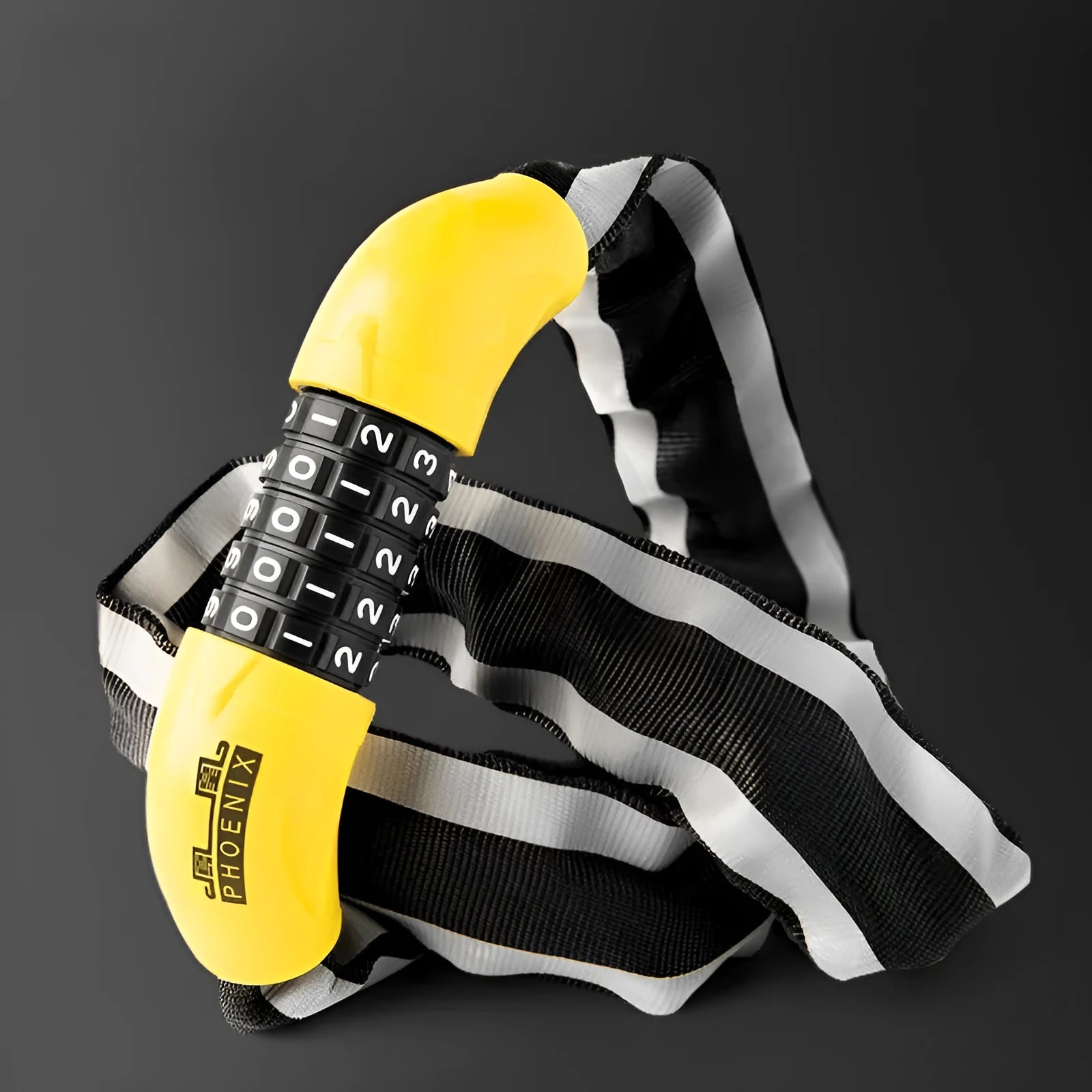 95cm zinc alloy mountain bike chain lock with anti-hydraulic shear resistance in black or yellow