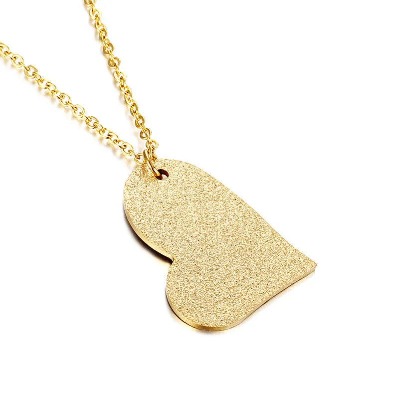 Geometric heart-shaped titanium steel pendant necklace on a chain