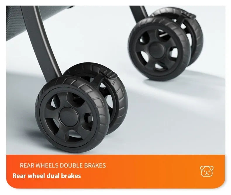 Black folding pet cart with detachable design and metal construction showing large capacity interior