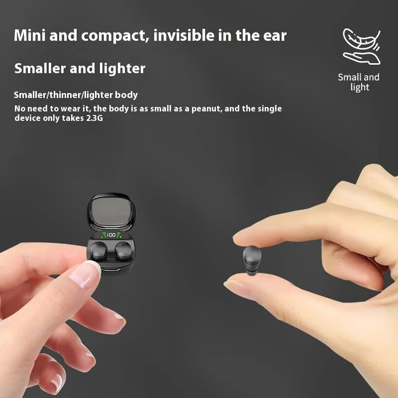 Mini13x Bluetooth headset with digital display, plastic in-ear design, black colour