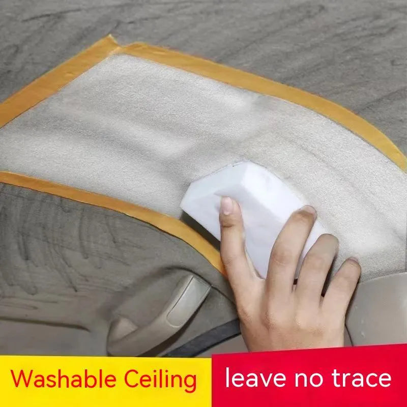 UL ultrasonic fabric roof foam decontamination cleaner bottle with towel and sponge wipes for vehicle ceilings.