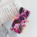 Electroplated marble design TPU phone case for Huawei and Samsung smartphones in multiple colours