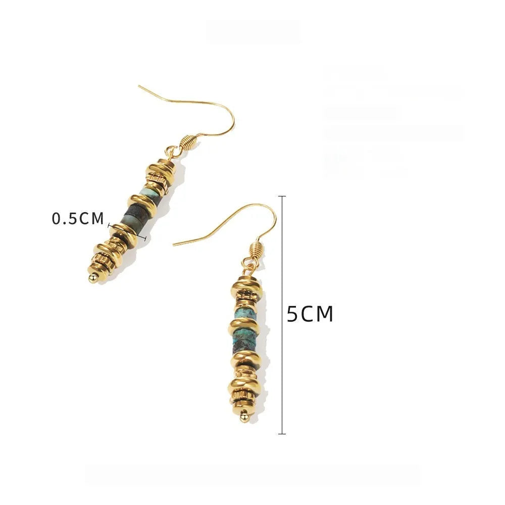 Titanium steel geometric dangle earrings in European and American retro style for women