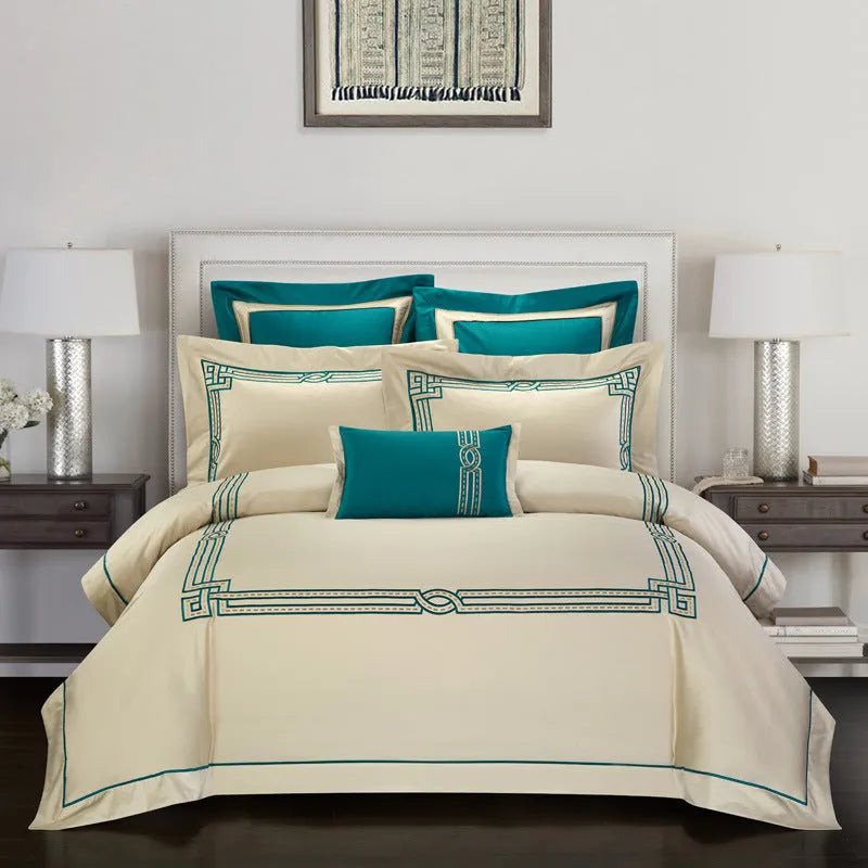 Pure cotton embroidery duvet cover set in character pattern design