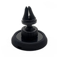 Black magnetic mobile phone car holder with snap-in design showing dual mounting options