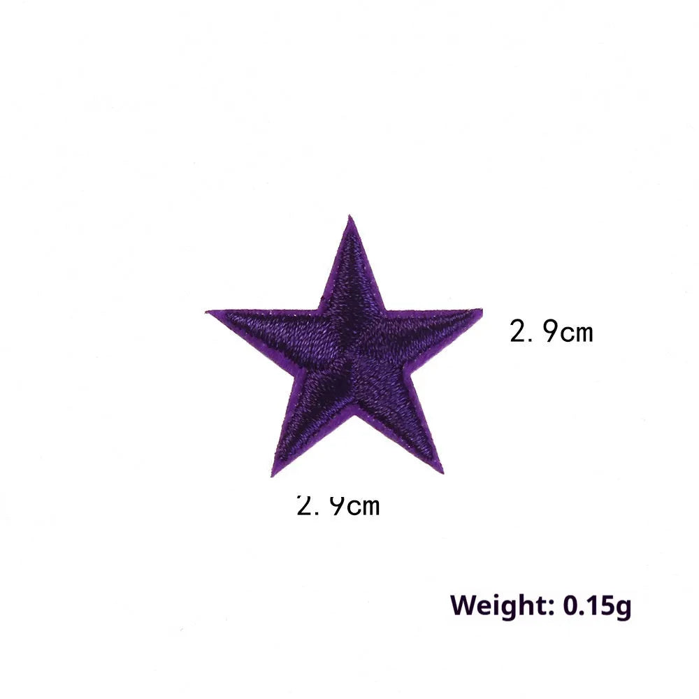 Colourful embroidered five-pointed star cloth stickers for DIY fabric decoration