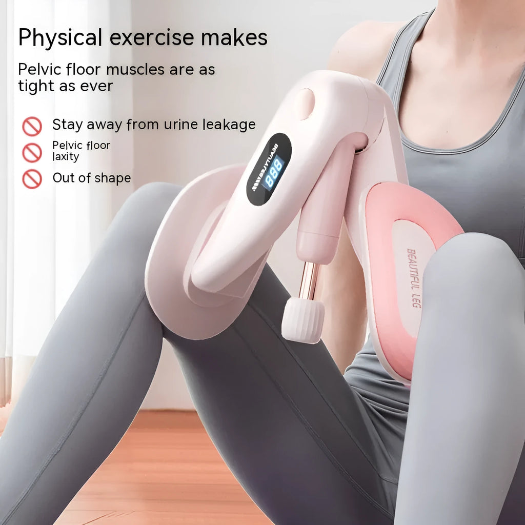 Gray pelvic floor muscle training device with digital counter display on ABS plastic body