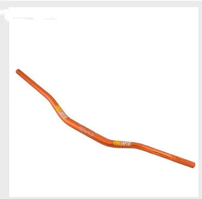 Orange aluminium alloy scrambling motorcycle handlebar with 28mm clamp, shown from the side.