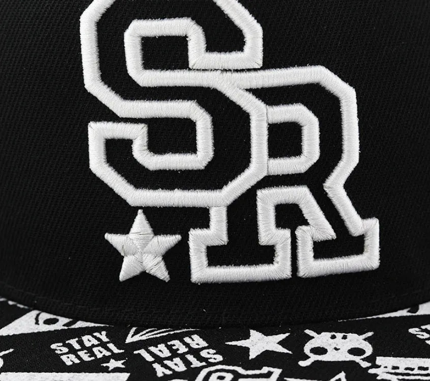 Cotton baseball hat with blank front panel for embroidery, adjustable strap, in SR White colour