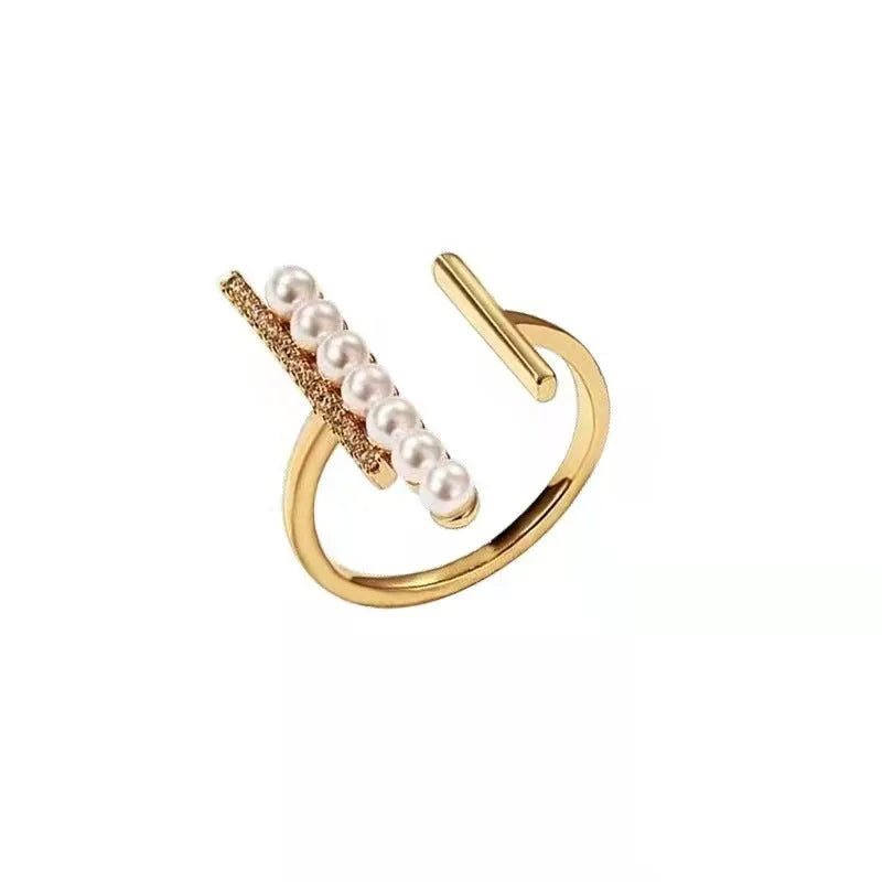 Gold geometric copper ring for women, high-grade light luxury design