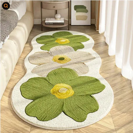 Flower shaped cartoon alien bedside blanket in gradient flower pink colour pattern