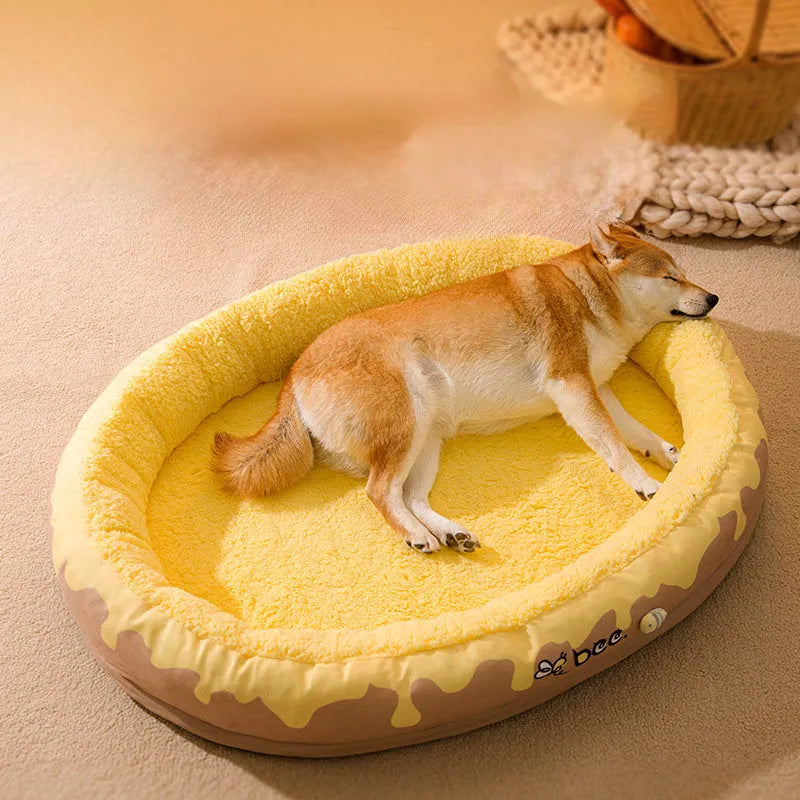 Gray dog bed with thickened velvet nest and double lining, suitable for small medium dogs and cats