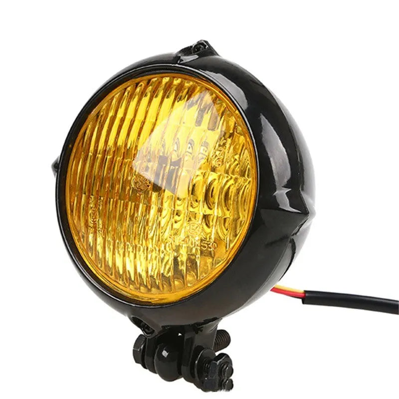 Black electroplated Harley motorcycle halogen headlight unit with 8cm diameter lens