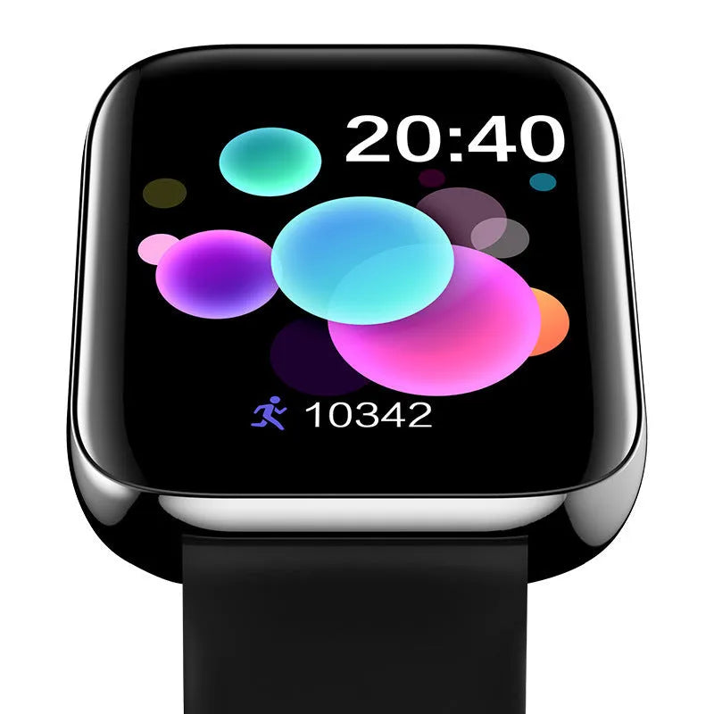 Smart bracelet with 1.54 inch screen showing blood pressure monitoring and Bluetooth call functions