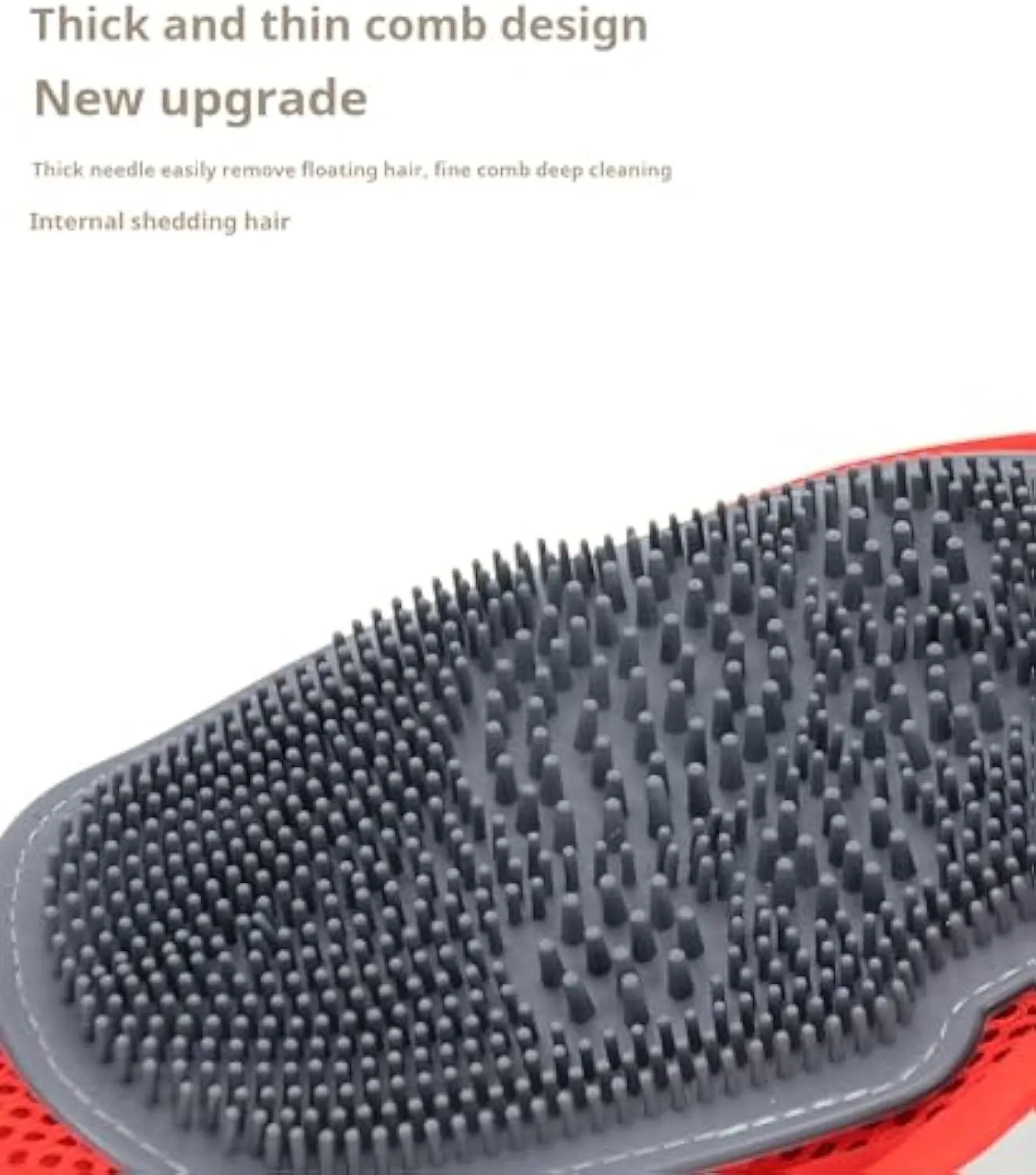 Red pet bathing glove with integrated brush for hair removal during pet washing