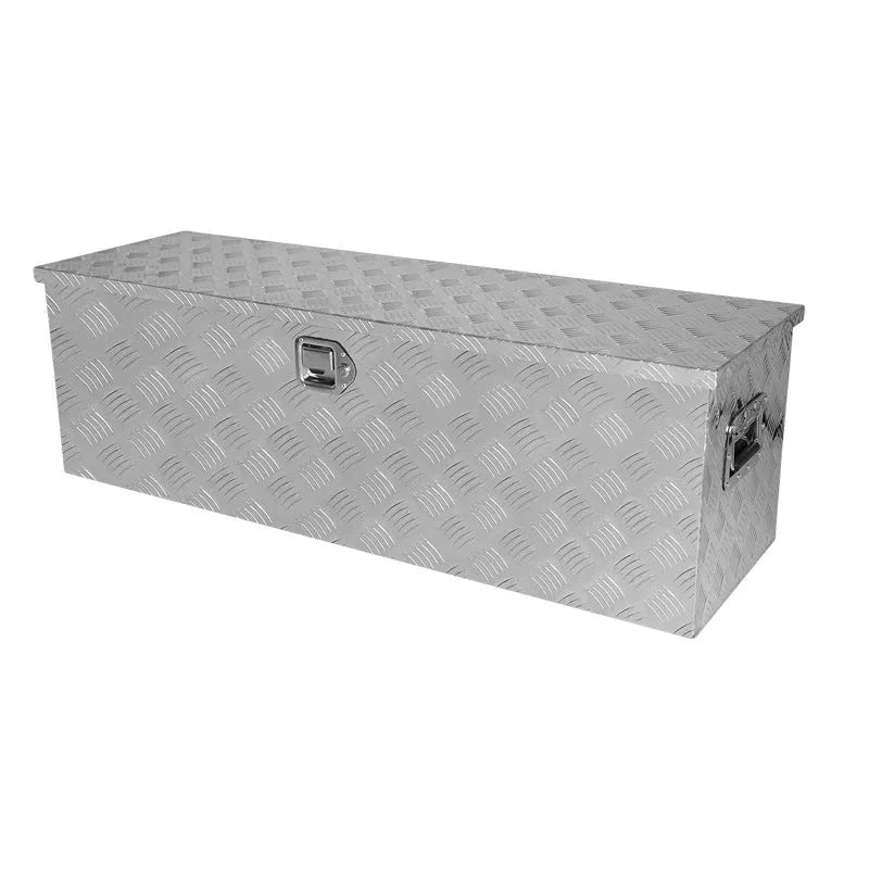 26-inch black aluminium alloy toolbox with heavy-duty T-casting construction and reinforced corners
