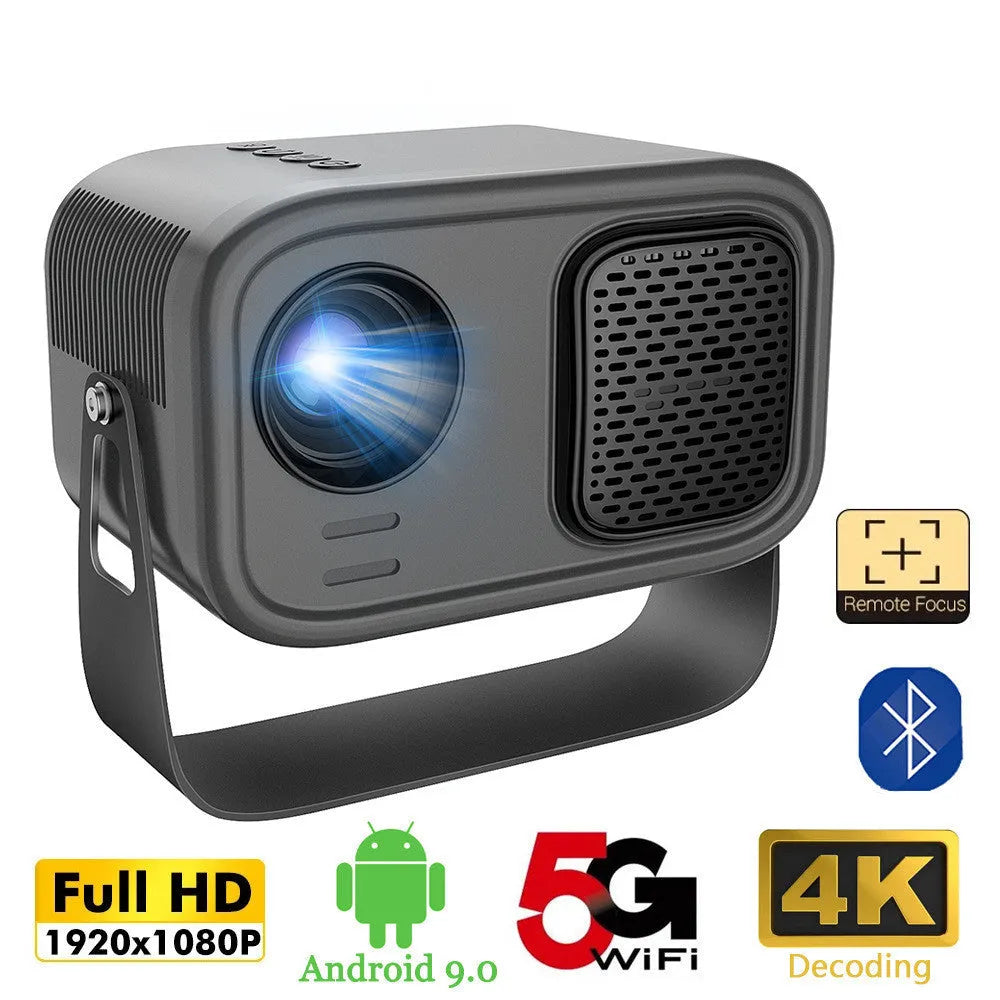 Black portable HD projector with Android system and remote control