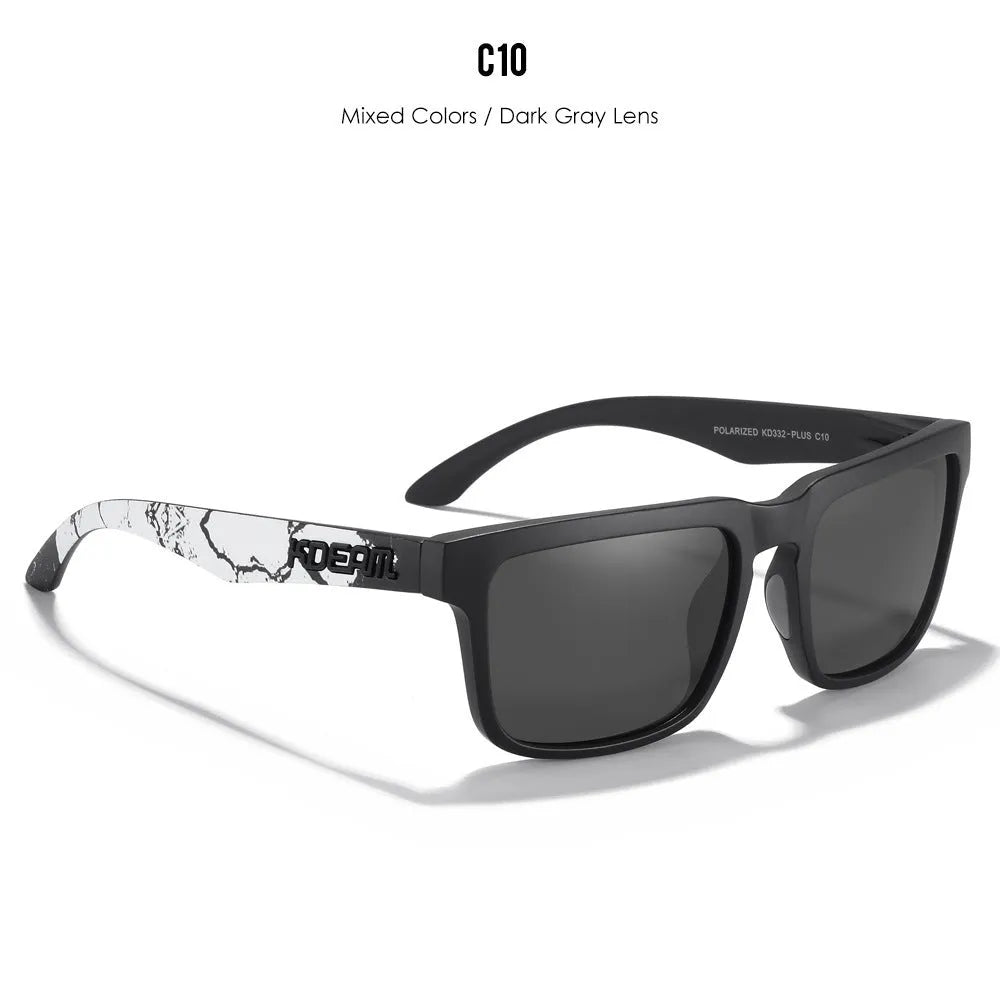 Polarized square sunglasses with TAC lens and PC frame in multiple colour options for outdoor use