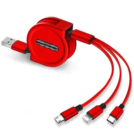 3-in-1 telescopic charging cable extended to 120cm with titanium alloy connectors