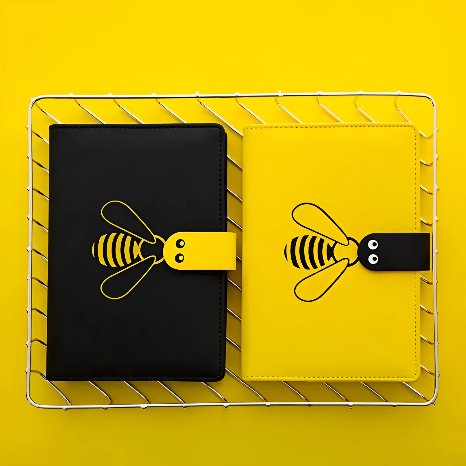 Travel B6 notebook with 144 sheets and soft PU cover in black and yellow colour options