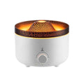 White ultrasonic simulated flame humidifier with remote control and low noise, 162x162x128mm
