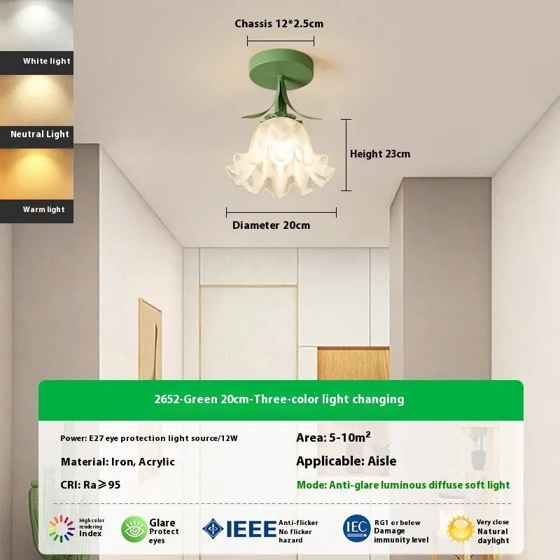 Cream Linglan flower design corridor aisle light with three-colour changing wall control