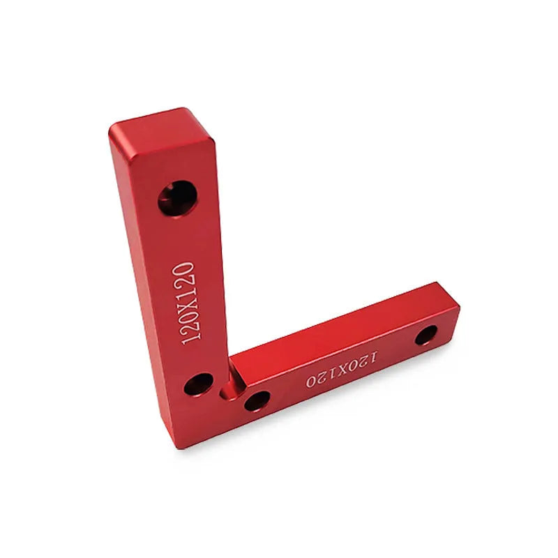 Aluminium alloy right angle positioning block for woodworking jigsaw with accurate scale.
