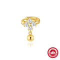 Single gold S925 sterling silver clover flower geometry ear clip pierced earring