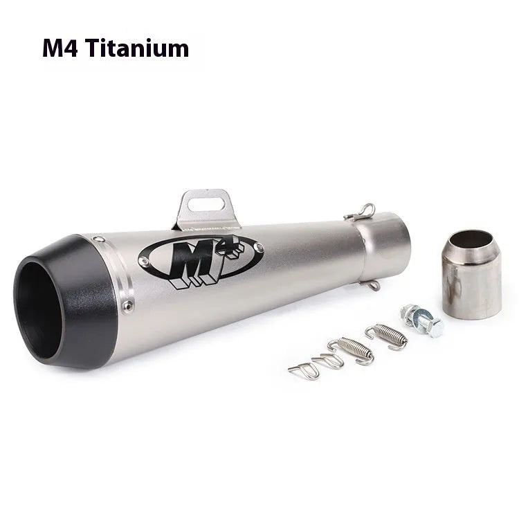Universal M4 motorcycle exhaust pipe in multiple finish options for large displacement bikes