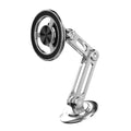 All-metal magnetic car phone holder with adjustable clip, shown in black, silver, gold, and rose gold colours.
