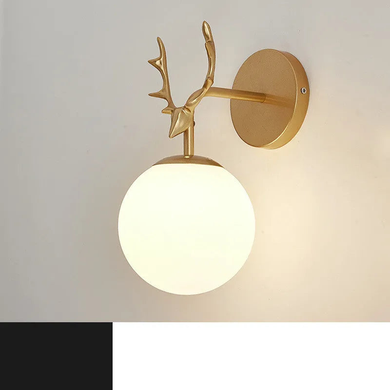 Minimalist round Nordic style glass wall lamp on a white wall