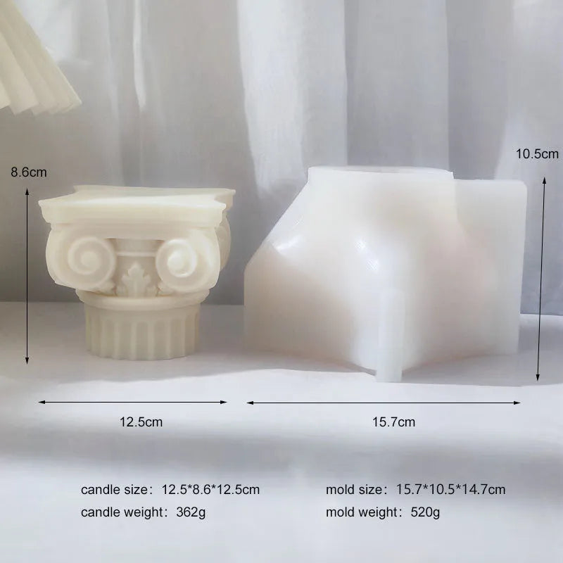 A tall, irregular-shaped Roman pillar silicone mould for candles and crafts.