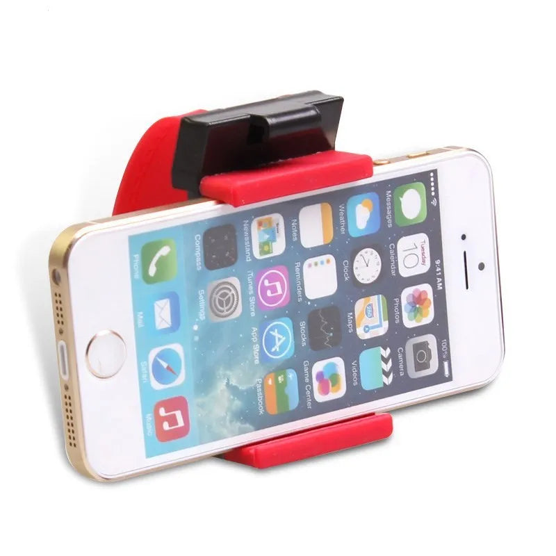 Universal steering wheel phone clip mount holder in black red blue yellow colours