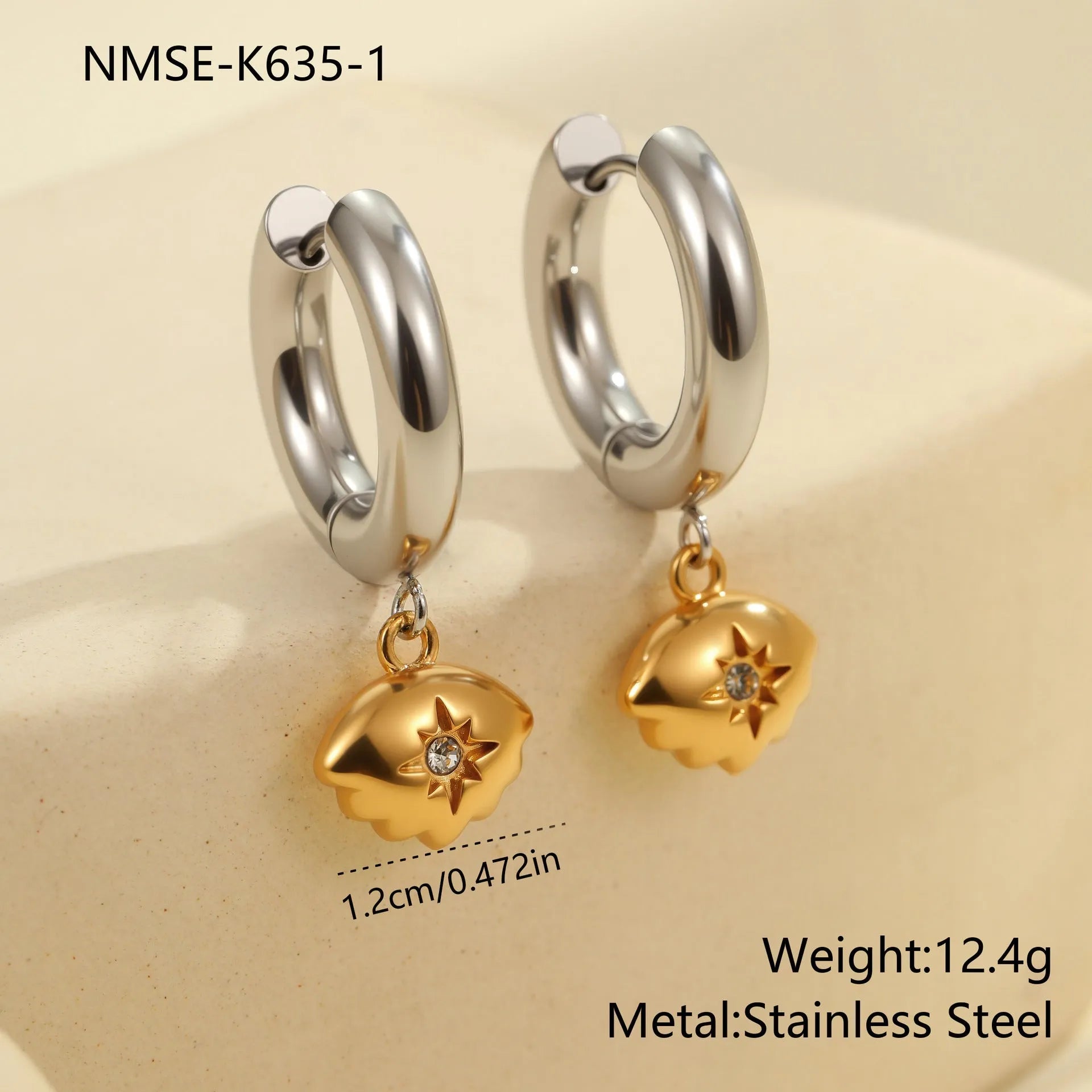 Gold plated stainless steel Christmas tree and heart shape earrings for women with star and geometric design options