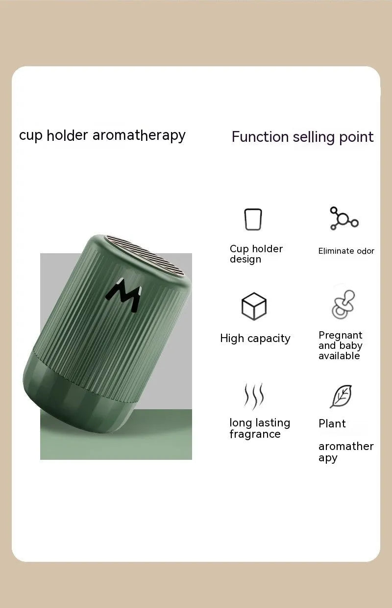Solid car aromatherapy decoration cup in choice of four scents, dimensions 10 by 6 centimetres.