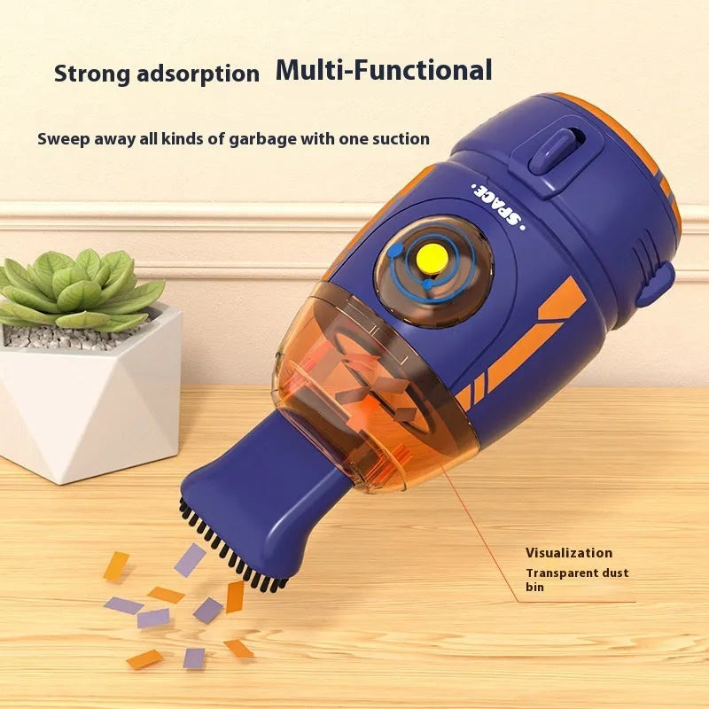 USB charging handheld desktop vacuum cleaner in multiple colour options including blue, orange, and grey white designs