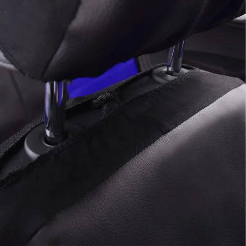 Artificial leather car seat cover set with front seat, backrest, and headrest pieces in multiple colour options